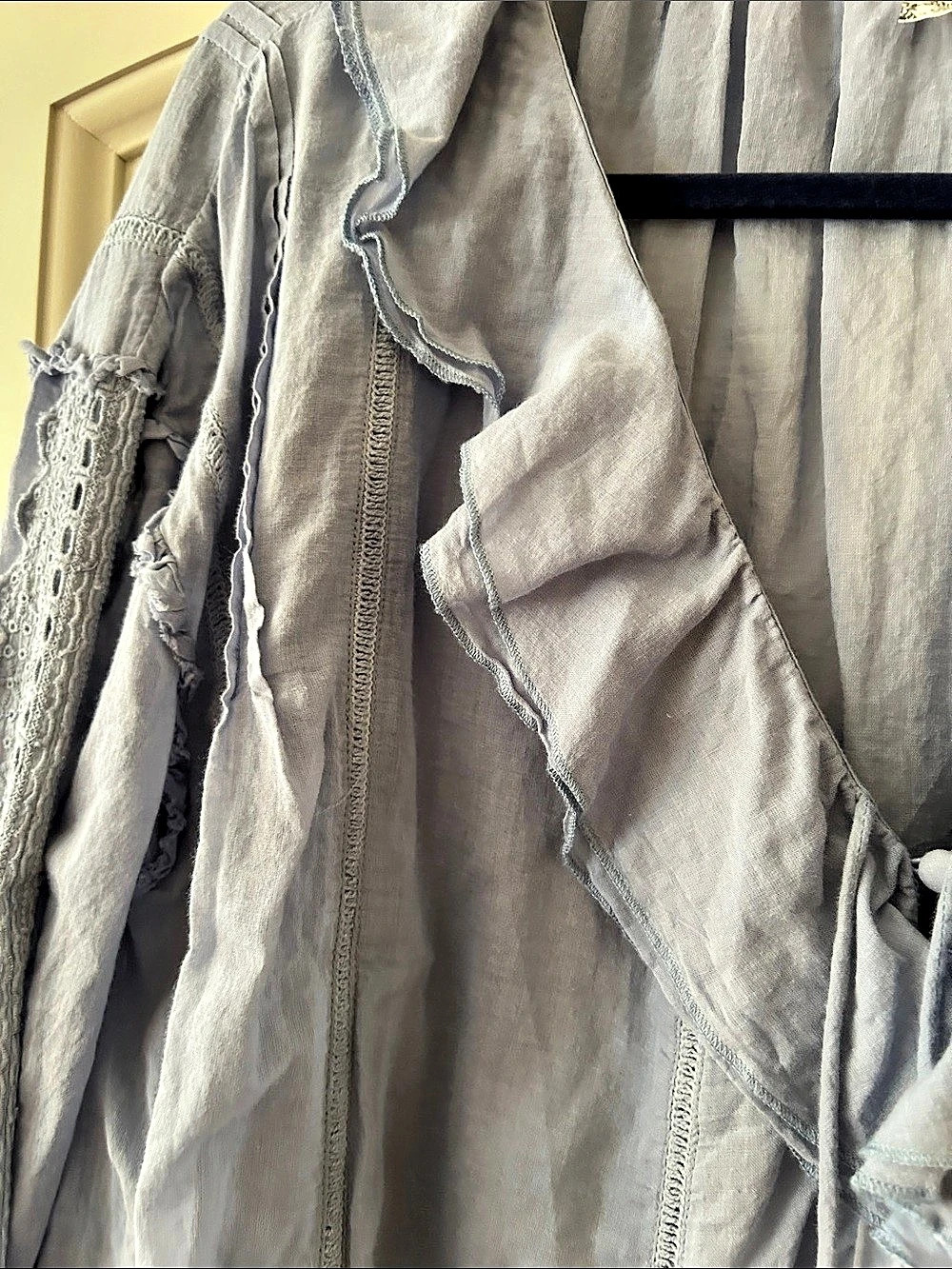 Free People Powder Blue Ruffle Tunic/Cardigan - Picture 8 of 12